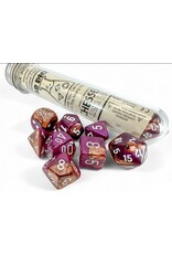 Chessex Lab Dice 9: Gemini Copper-Purple/white Polyhedral 7-Die Set (with bonus die)