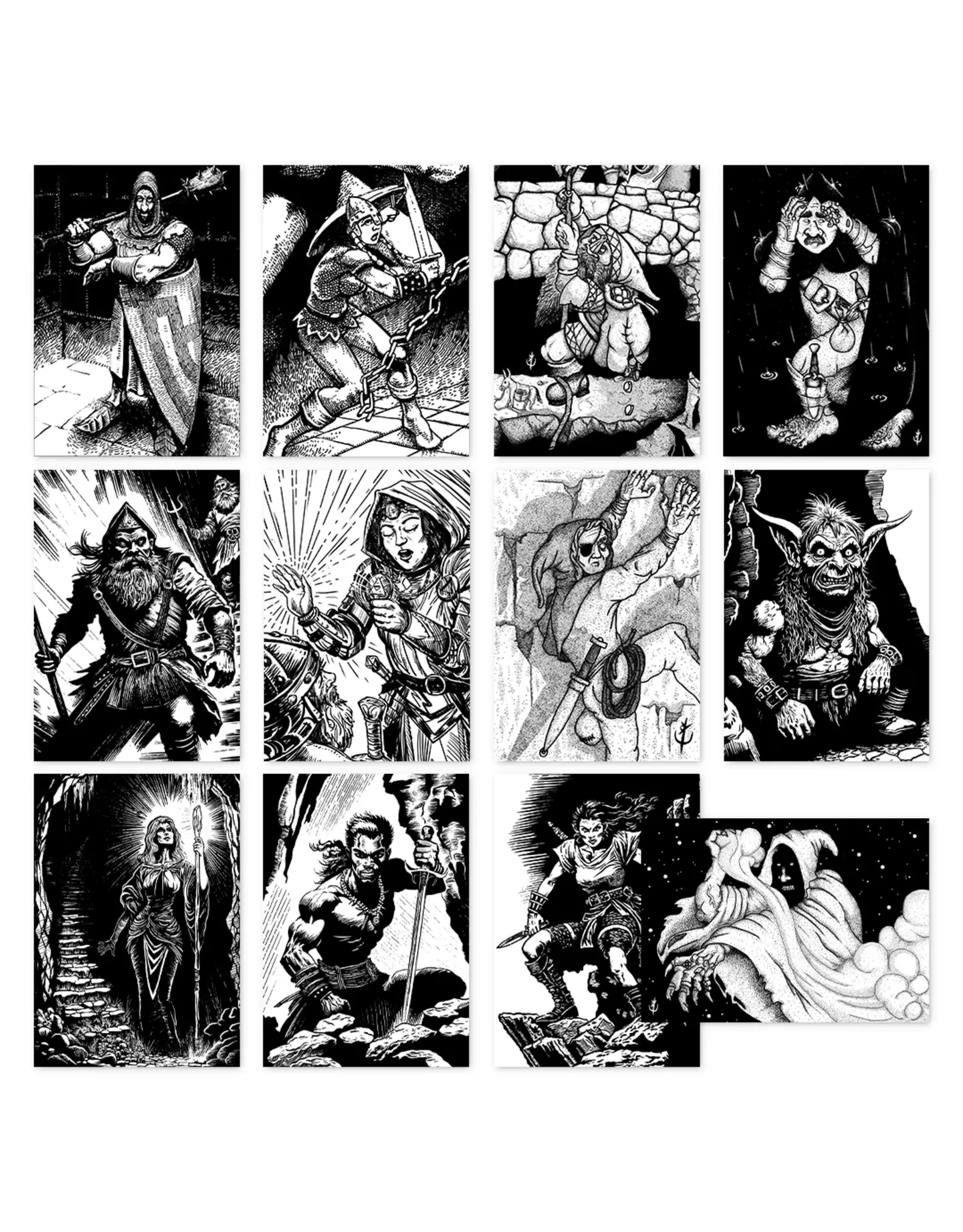Shadowdark 12 Premade 1st-Level Character Cards, Print (Shadowdark)
