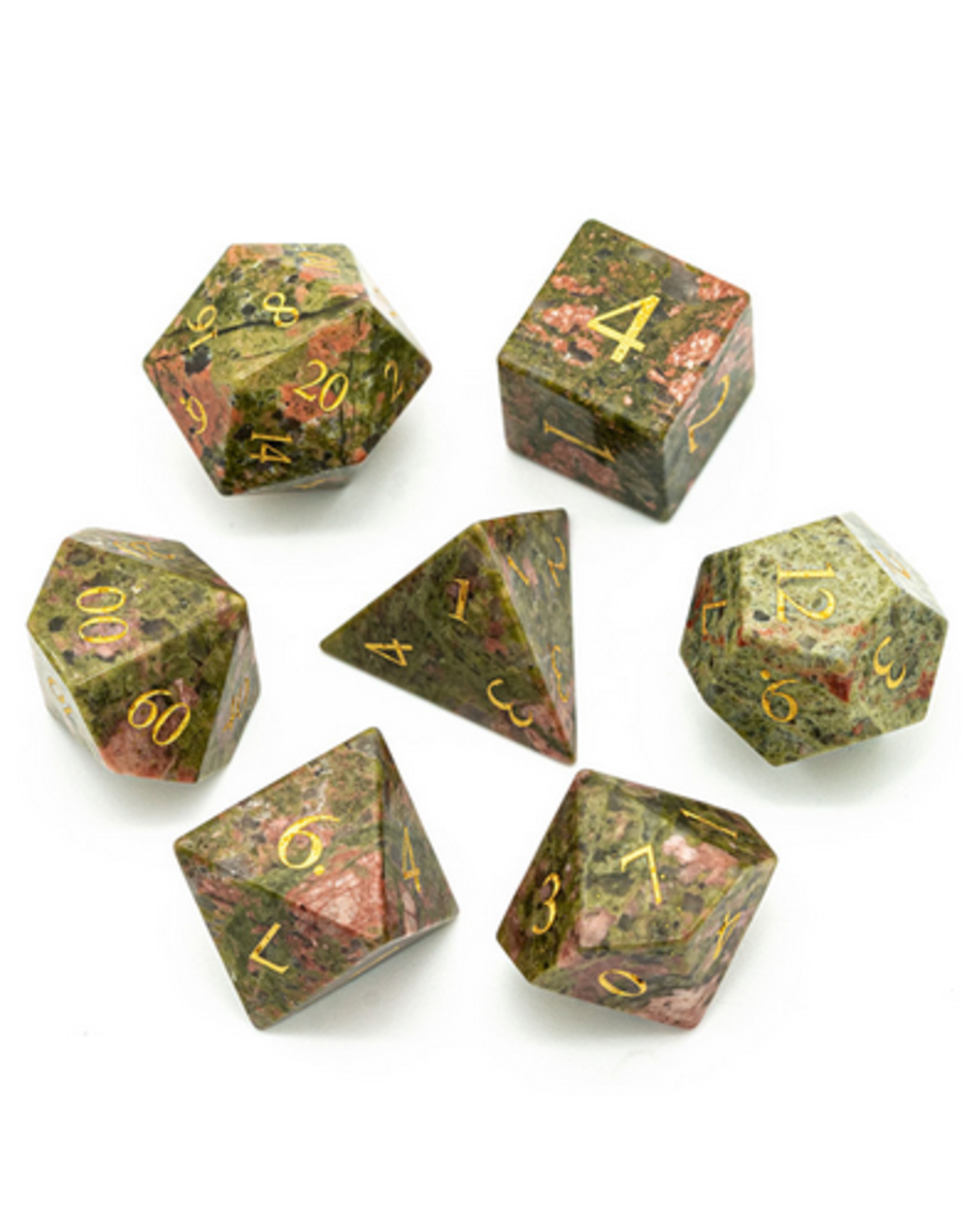 Foam Brain Unakite Gemstone - Engraved with Gold