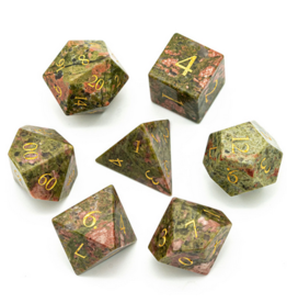 Foam Brain Unakite Gemstone - Engraved with Gold