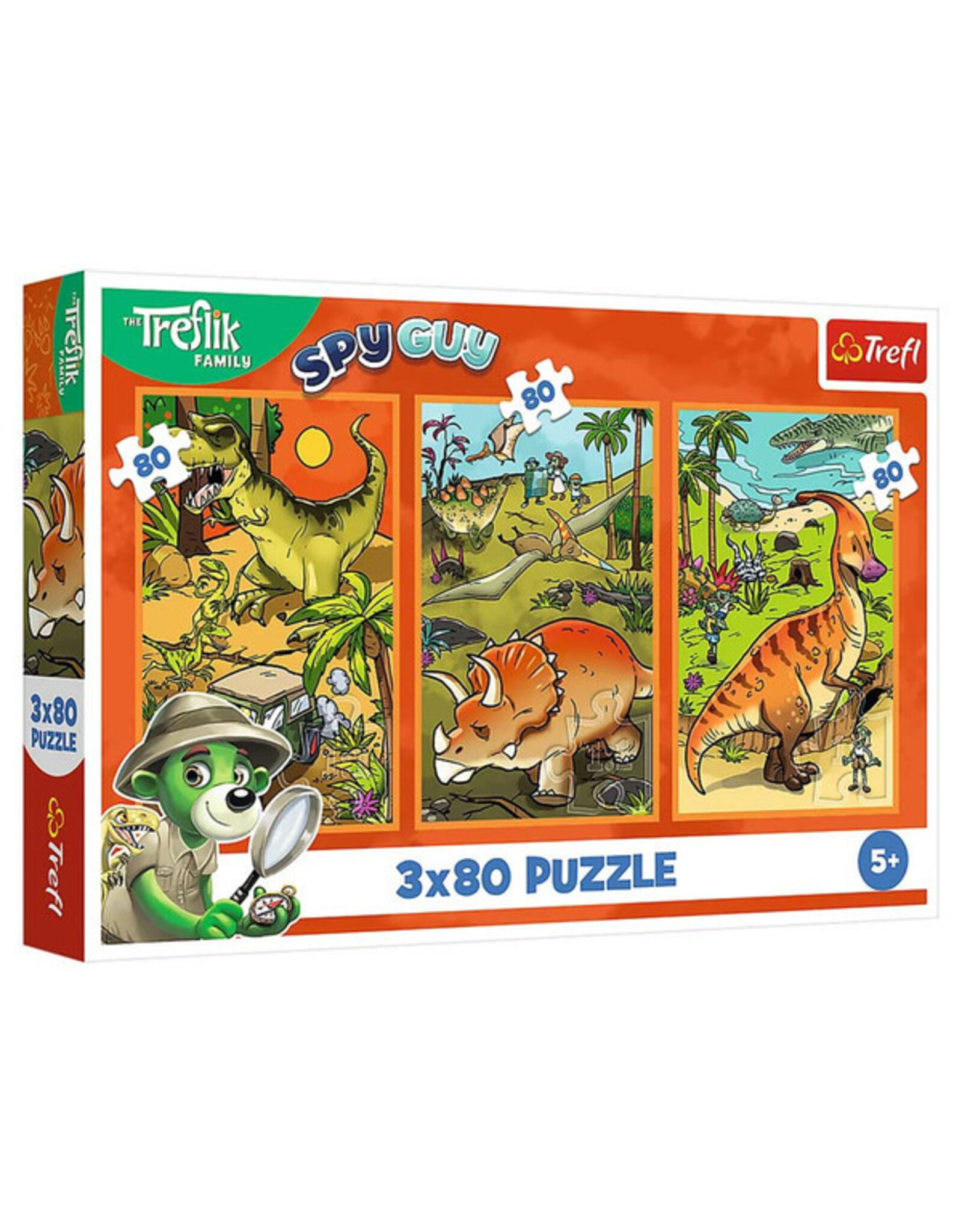 Trefl Puzzle: Trefliks in the World of Dinosaurs 3x80pc (Trefl Kids)