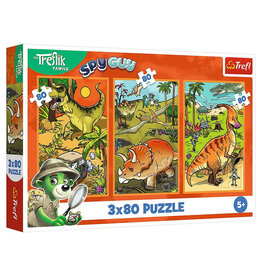 Trefl Puzzle: Trefliks in the World of Dinosaurs 3x80pc (Trefl Kids)