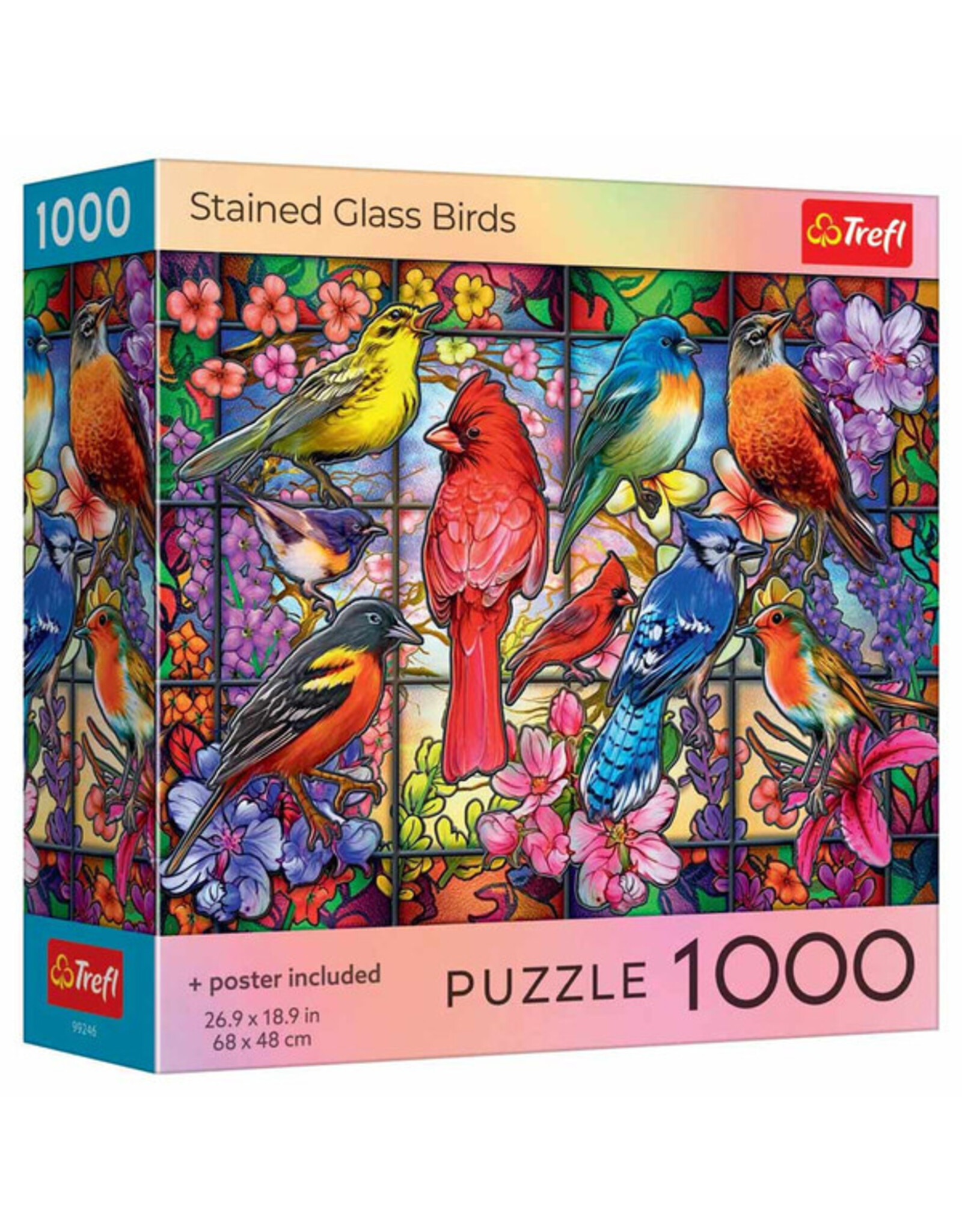 Trefl Puzzle: Stained Glass Birds 1000 Piece (Trefl Red)