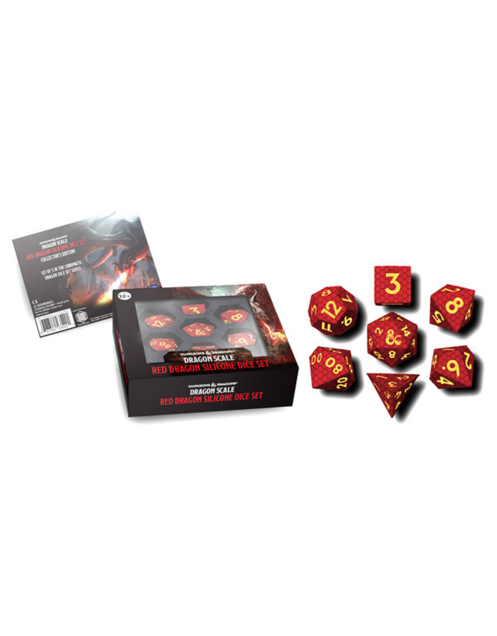 Metallic Dice Games D&D Dragon Scale Silicone Dice Set: Red