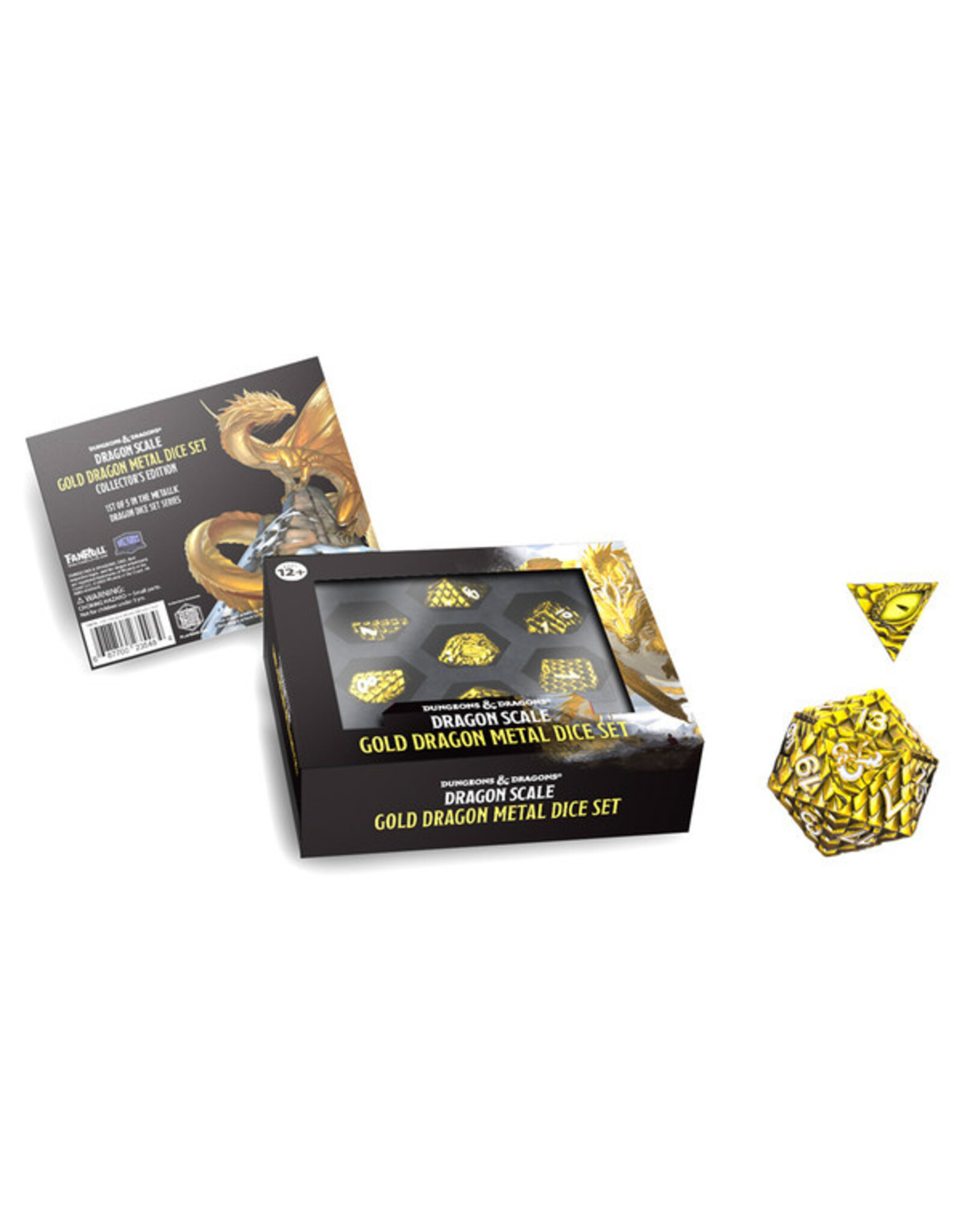 Metallic Dice Games D&D Dragon Scale Metal Dice Set: Gold