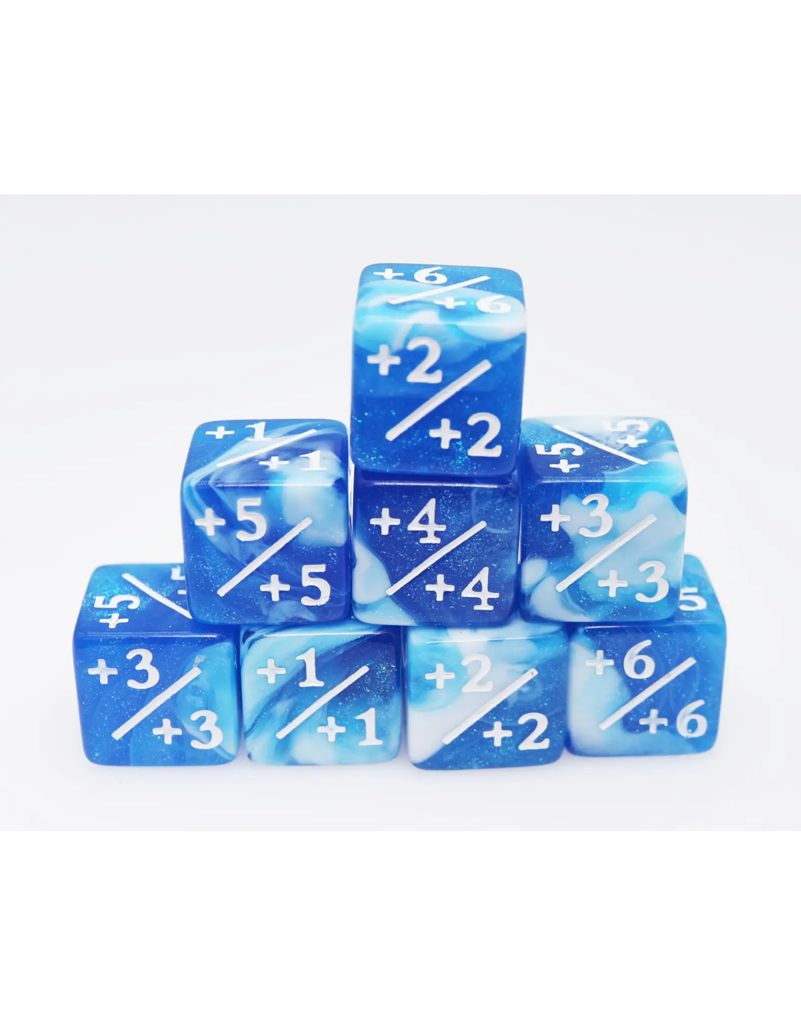 Foam Brain +1/+1 White & Blue Glitter Counters for Magic - Set of 8