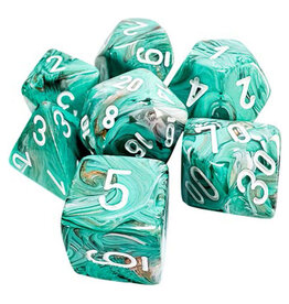 Chessex 7-set Mega Hedrals: Marble Oxi-Copper/White