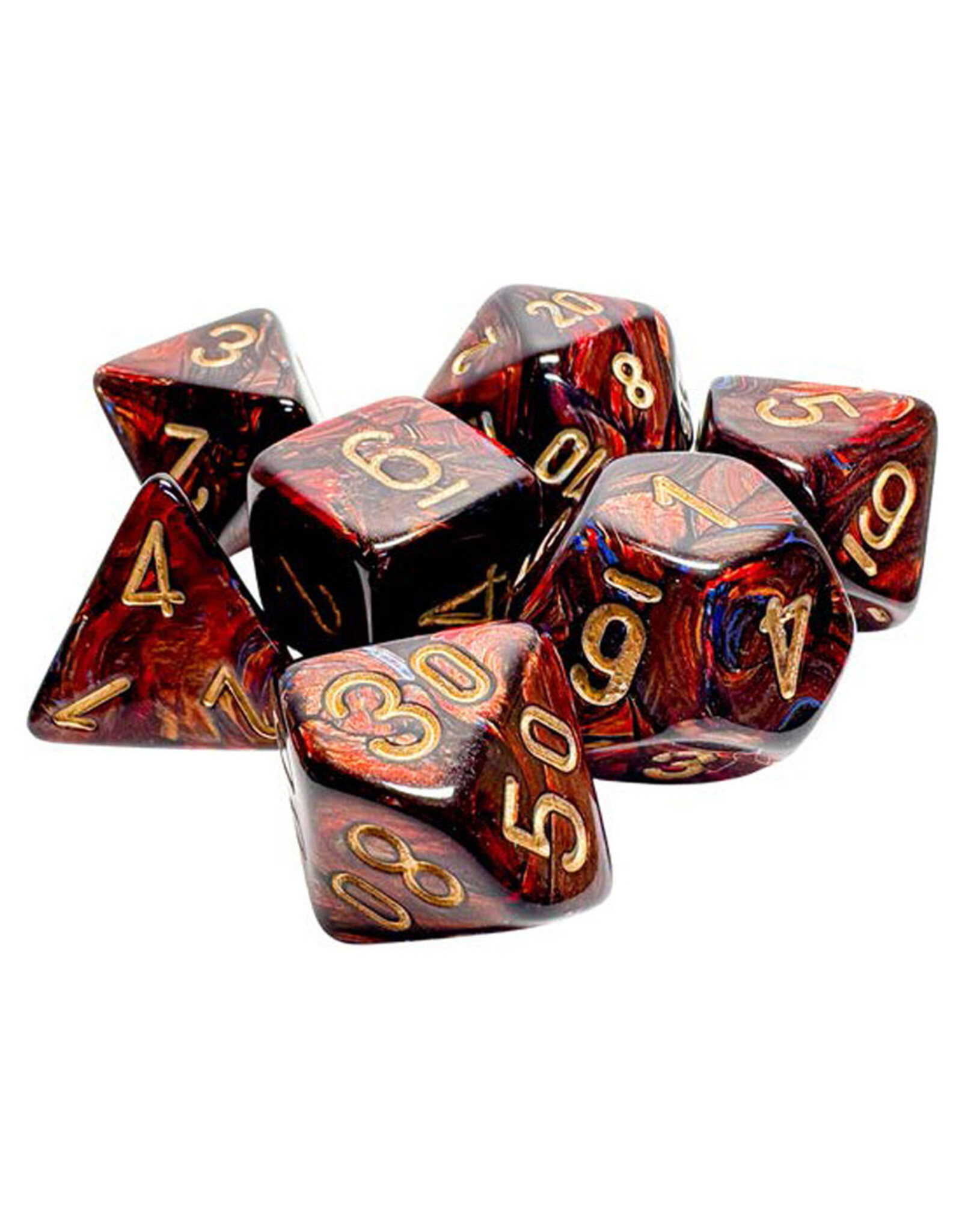 Chessex 7-set Mega Hedrals: Scarab Blue Blood/Gold