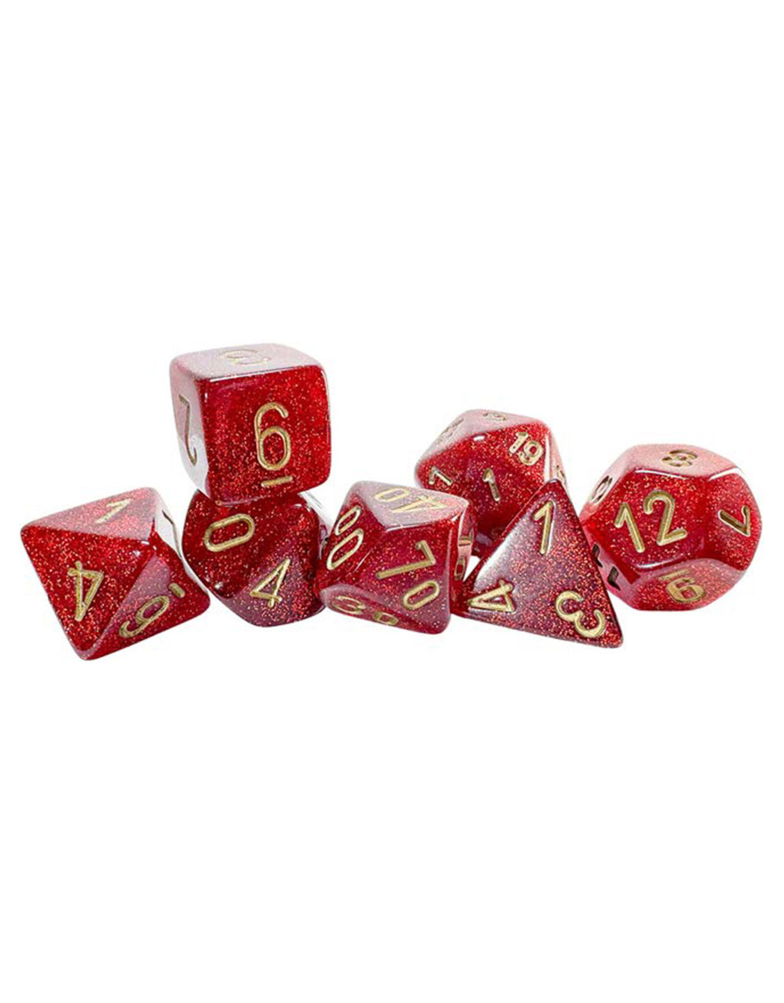 Chessex 7-set Mega Hedrals: Glitter Ruby/Gold