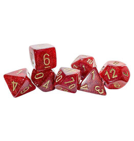 Chessex 7-set Mega Hedrals: Glitter Ruby/Gold