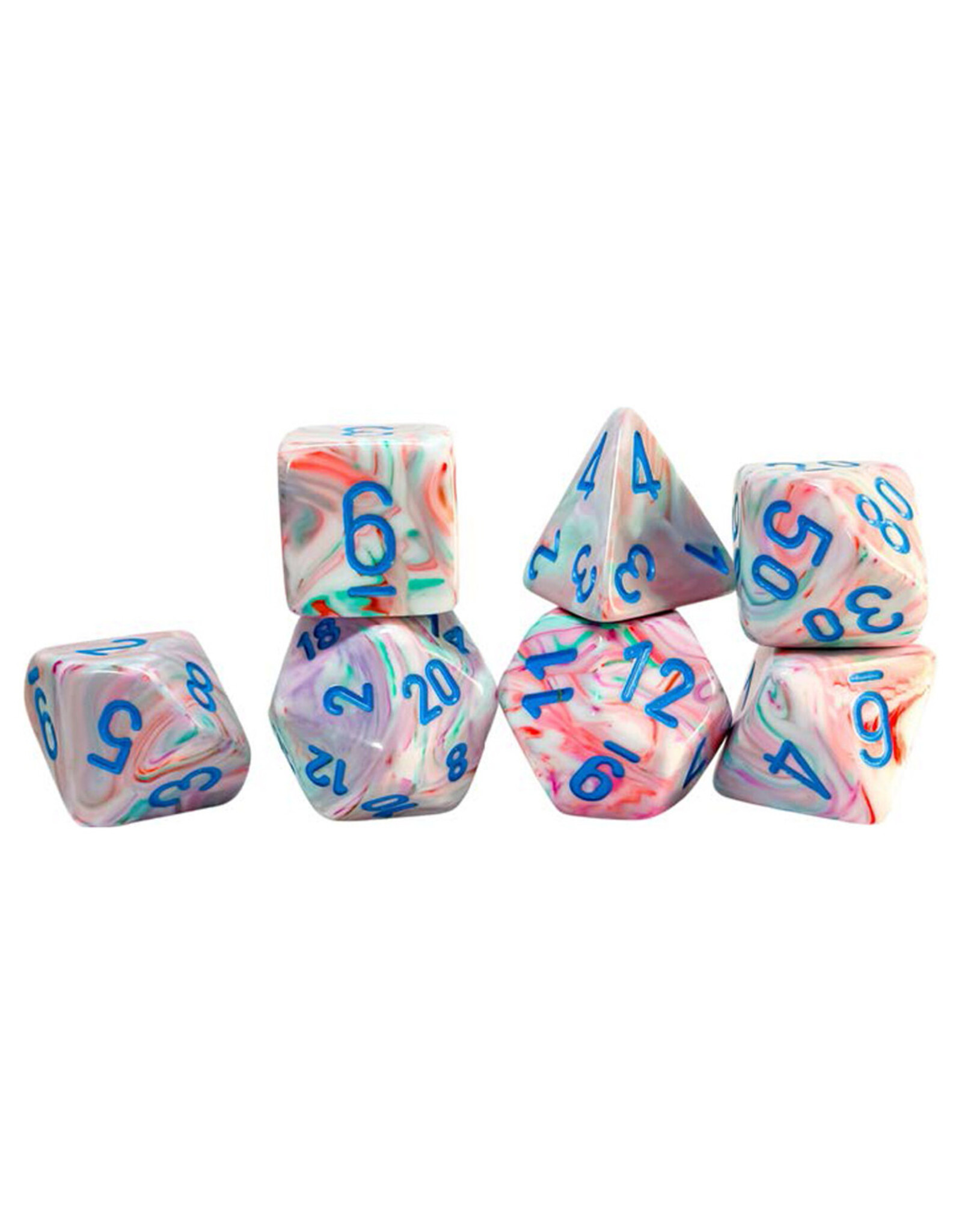 Chessex 7-set Mega Hedrals: Festive Pop Art/Blue