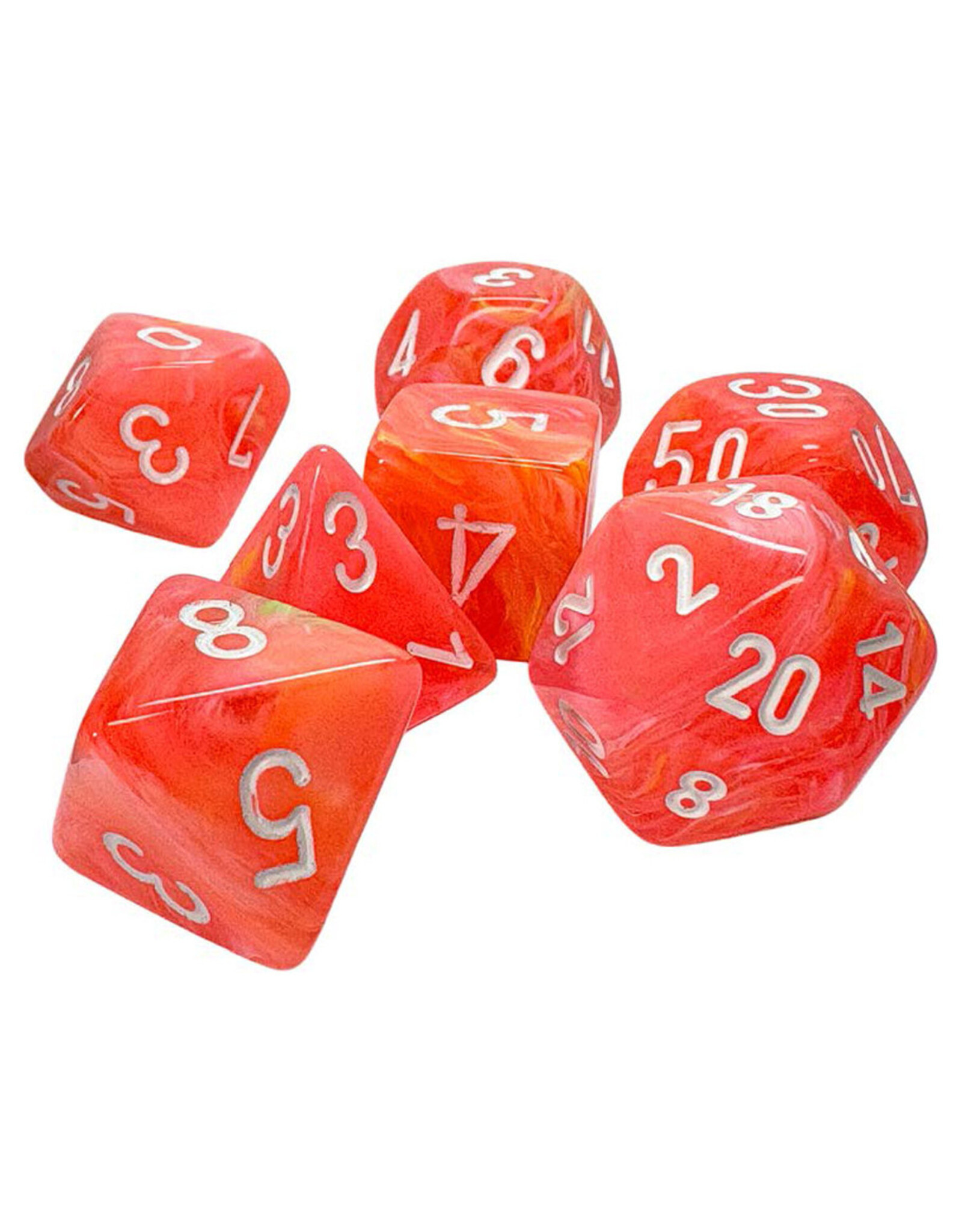 Chessex 7-set Mega Hedrals: Festive Dahlia/White