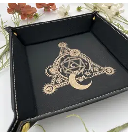 Ebonwood Faux Leather Dice Rolling Tray - D20 Moon
