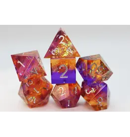 Foam Brain Sharp Edge Resin RPG Dice Set - Flash of Green