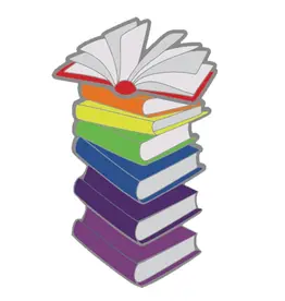 Foam Brain Pride Books Pin: Rainbow