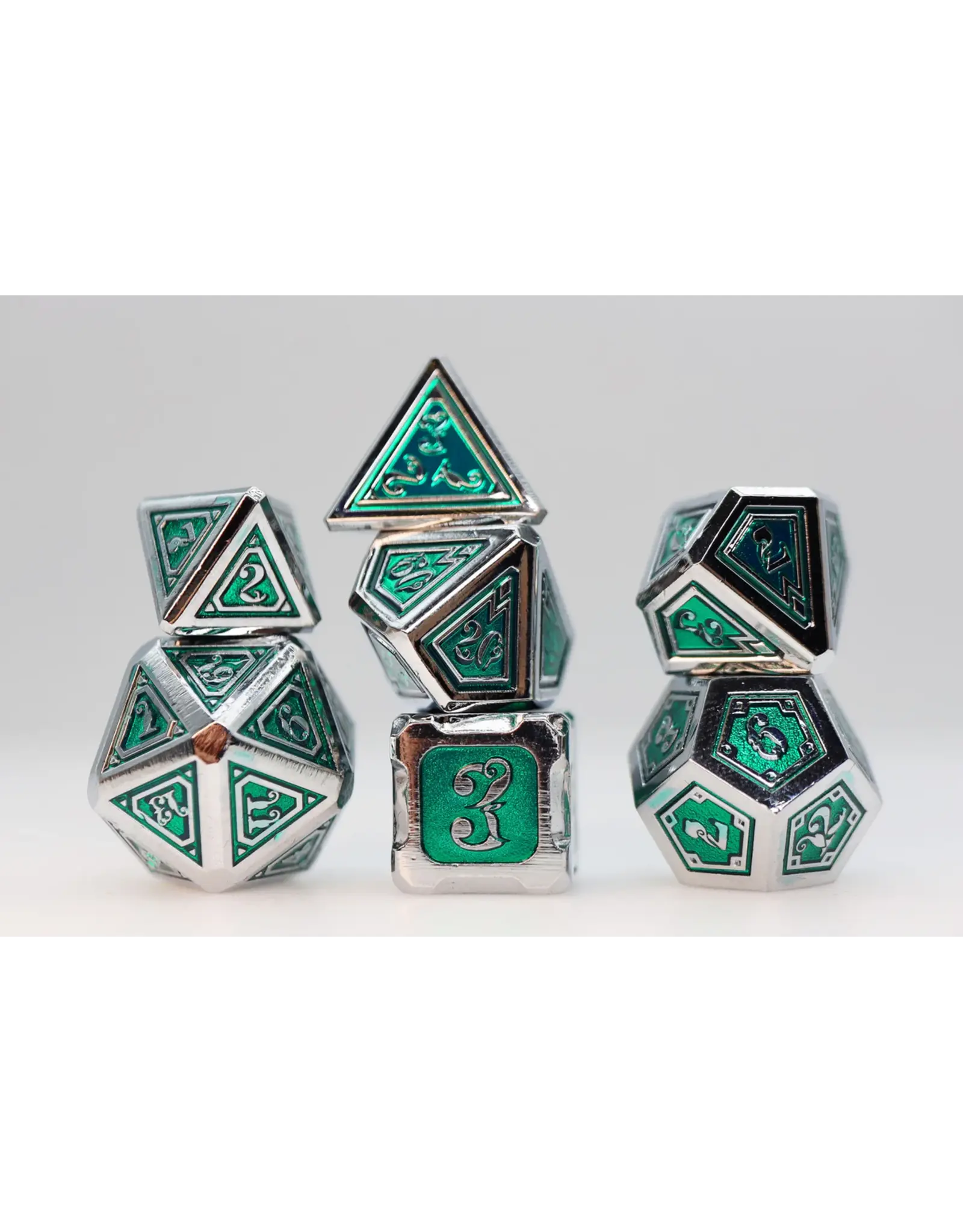 Foam Brain Alchemist Metals: Acid - Metal RPG Dice Set