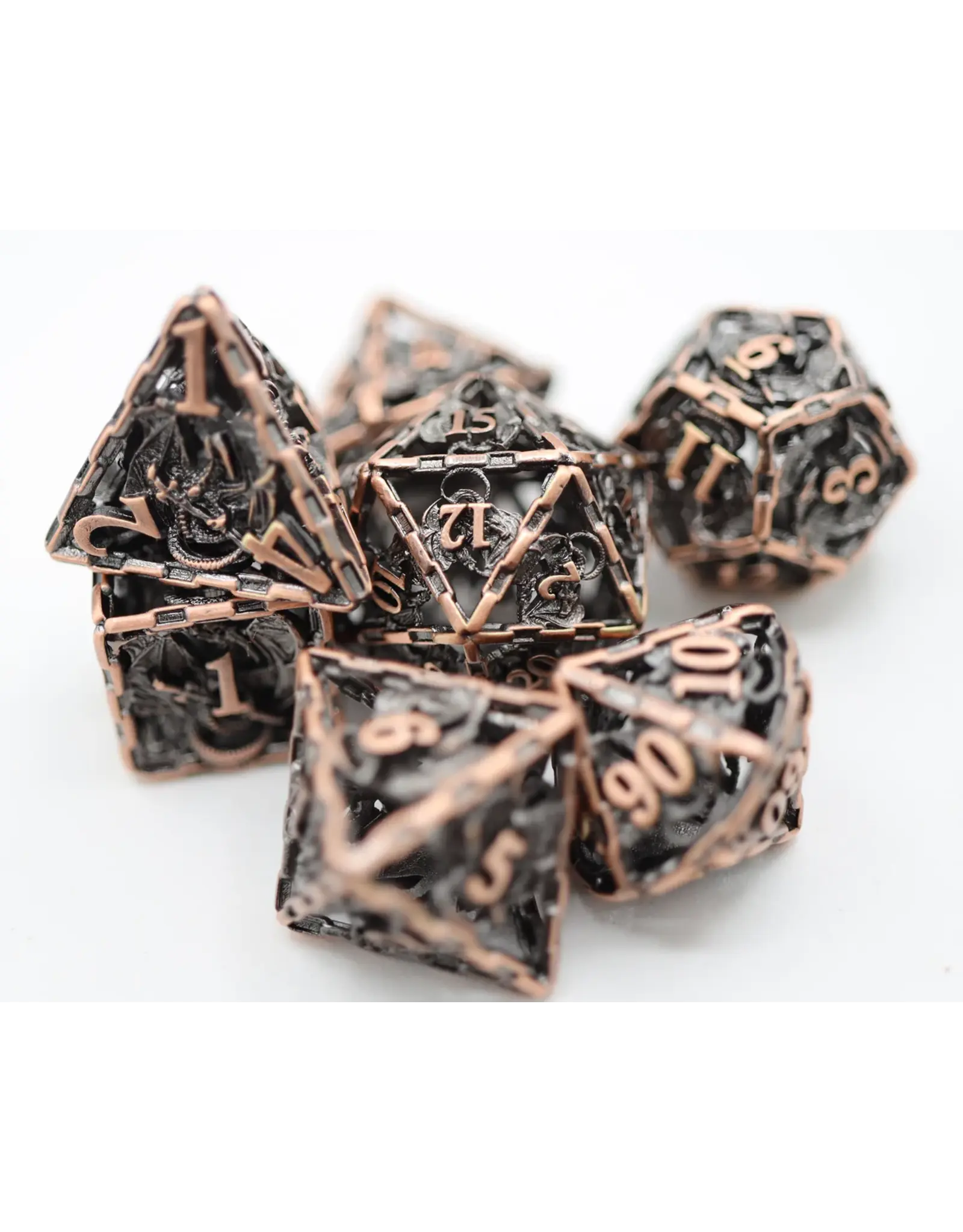 Foam Brain Chained Dragon: Copper - Hollow Metal RPG Dice Set