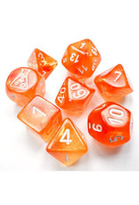 Chessex 7-Set Tube Lab Dice Borealis Luminary Blood Orange with White
