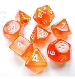 Chessex 7-Set Tube Lab Dice Borealis Luminary Blood Orange with White