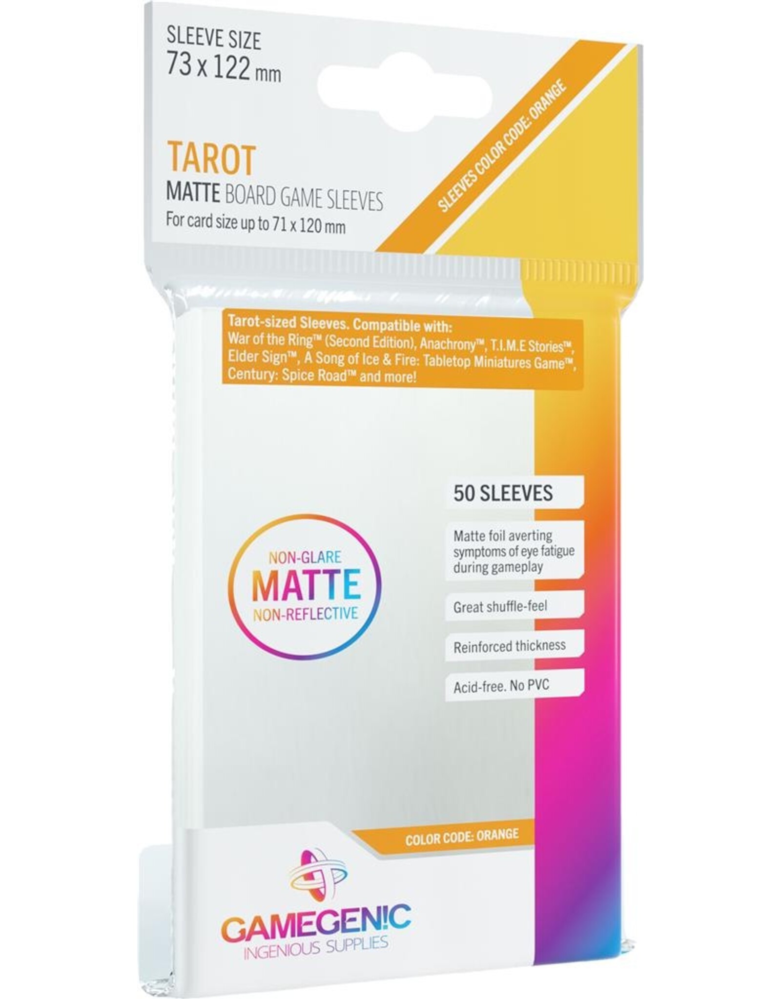 GameGenic Deck Protector: Matte: Tarot Orange (50)