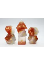 Foam Brain Orange and White Cat's Eye - Gemstone Engraved with Gold