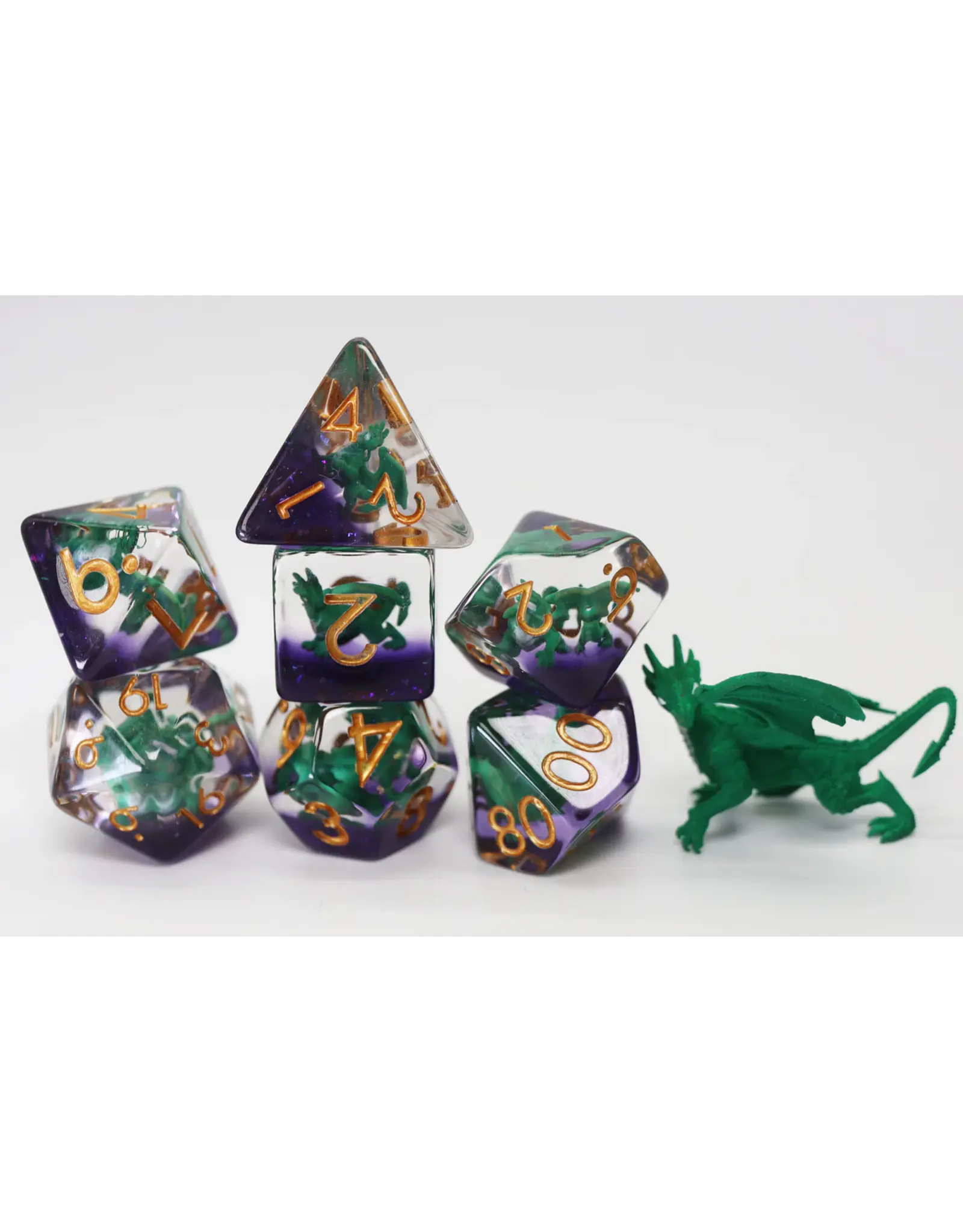 Foam Brain Young Green Dragon RPG Dice Set