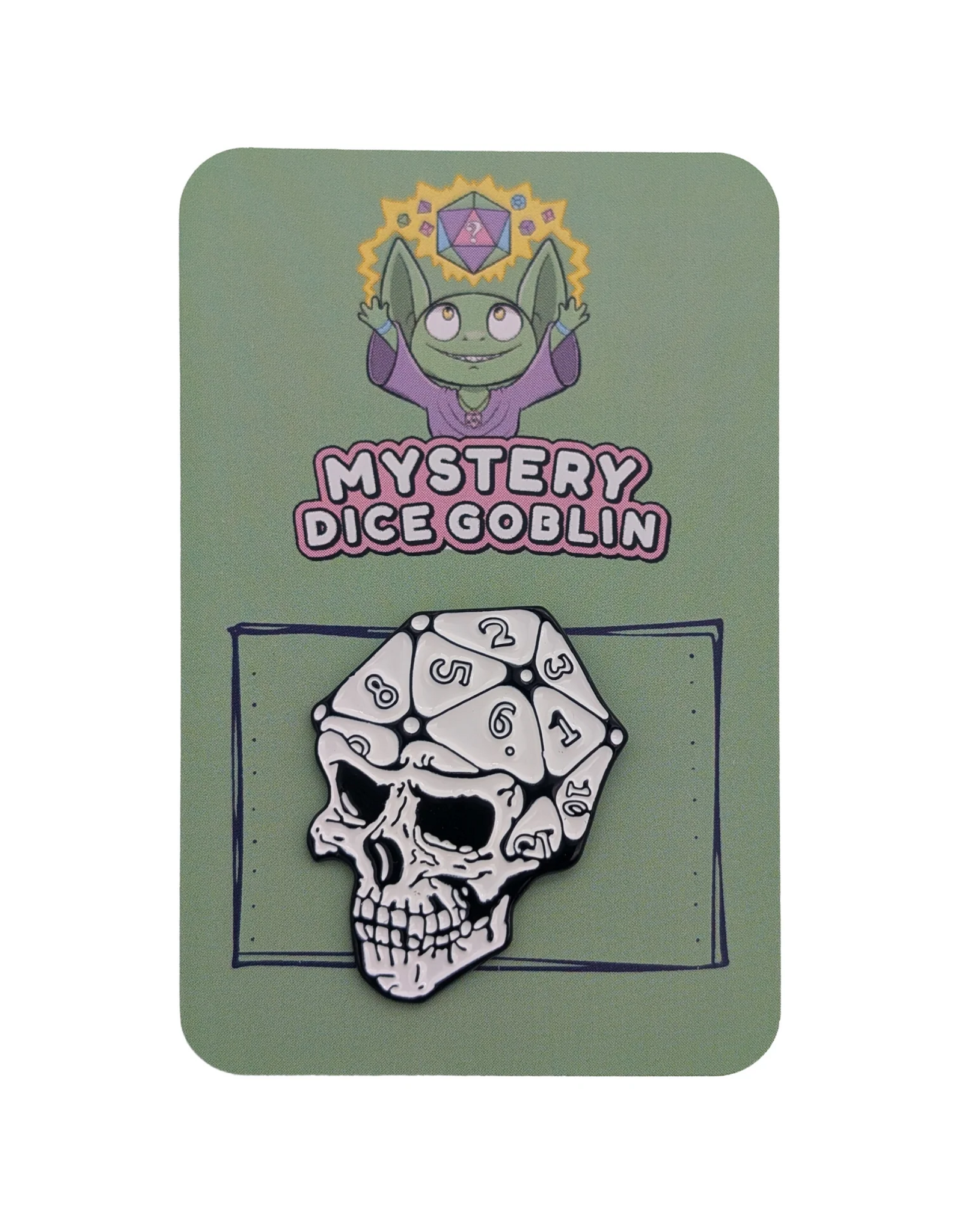 Mystery Dice Goblin Skull D20 RPG Pin