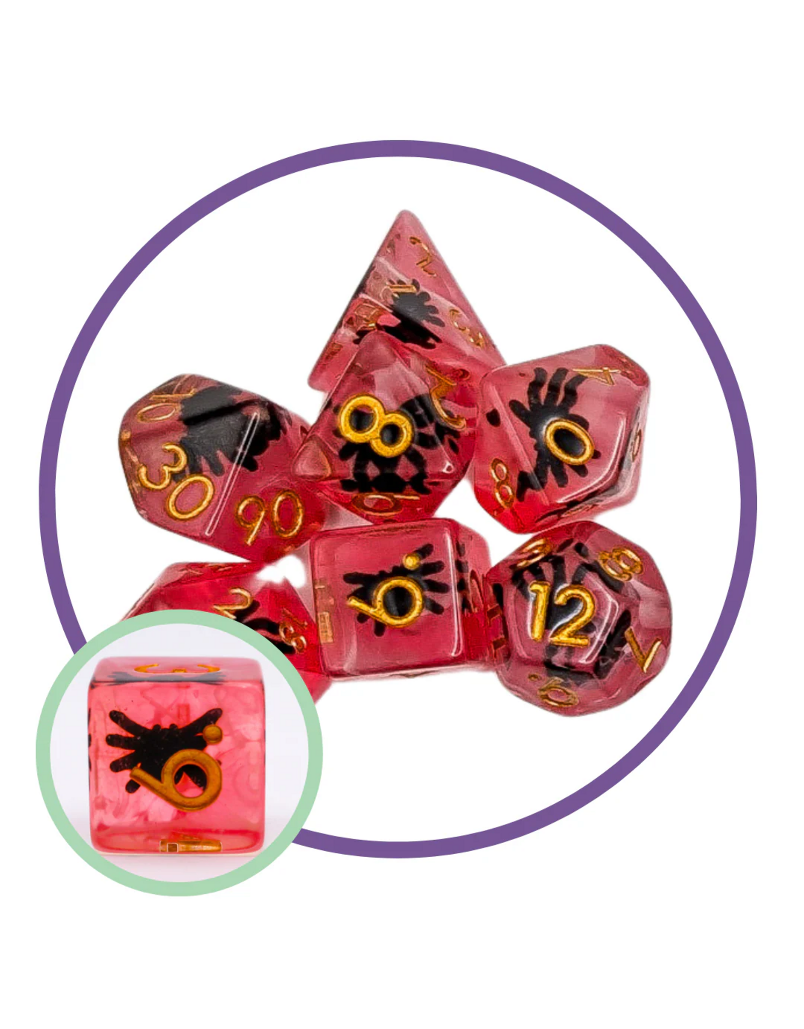 Mystery Dice Goblin Spider Black Inclusion Dice Set