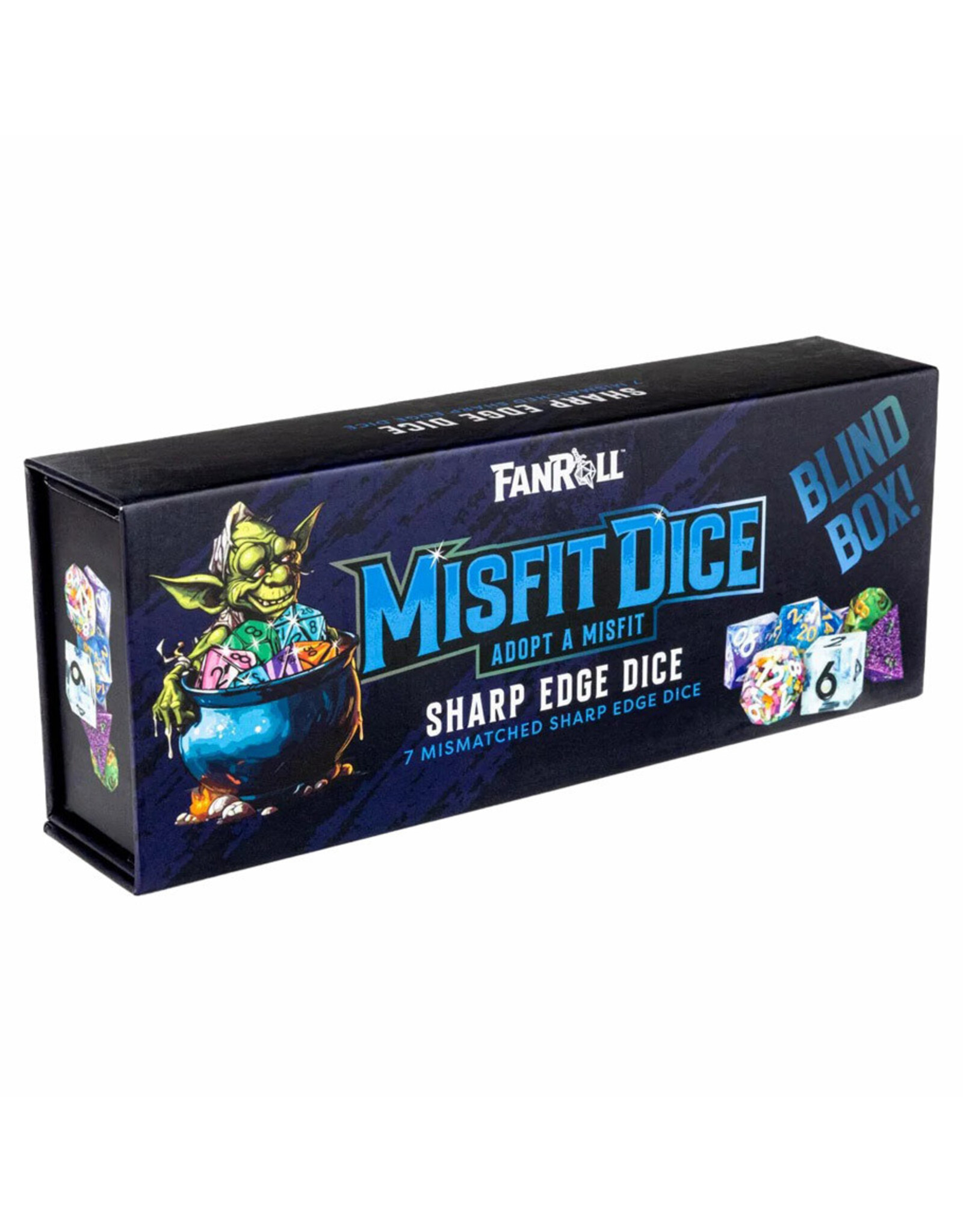 Metallic Dice Games 7-Set: Mystery Misfit: Sharp Edge Resin Polyhedral Dice Set