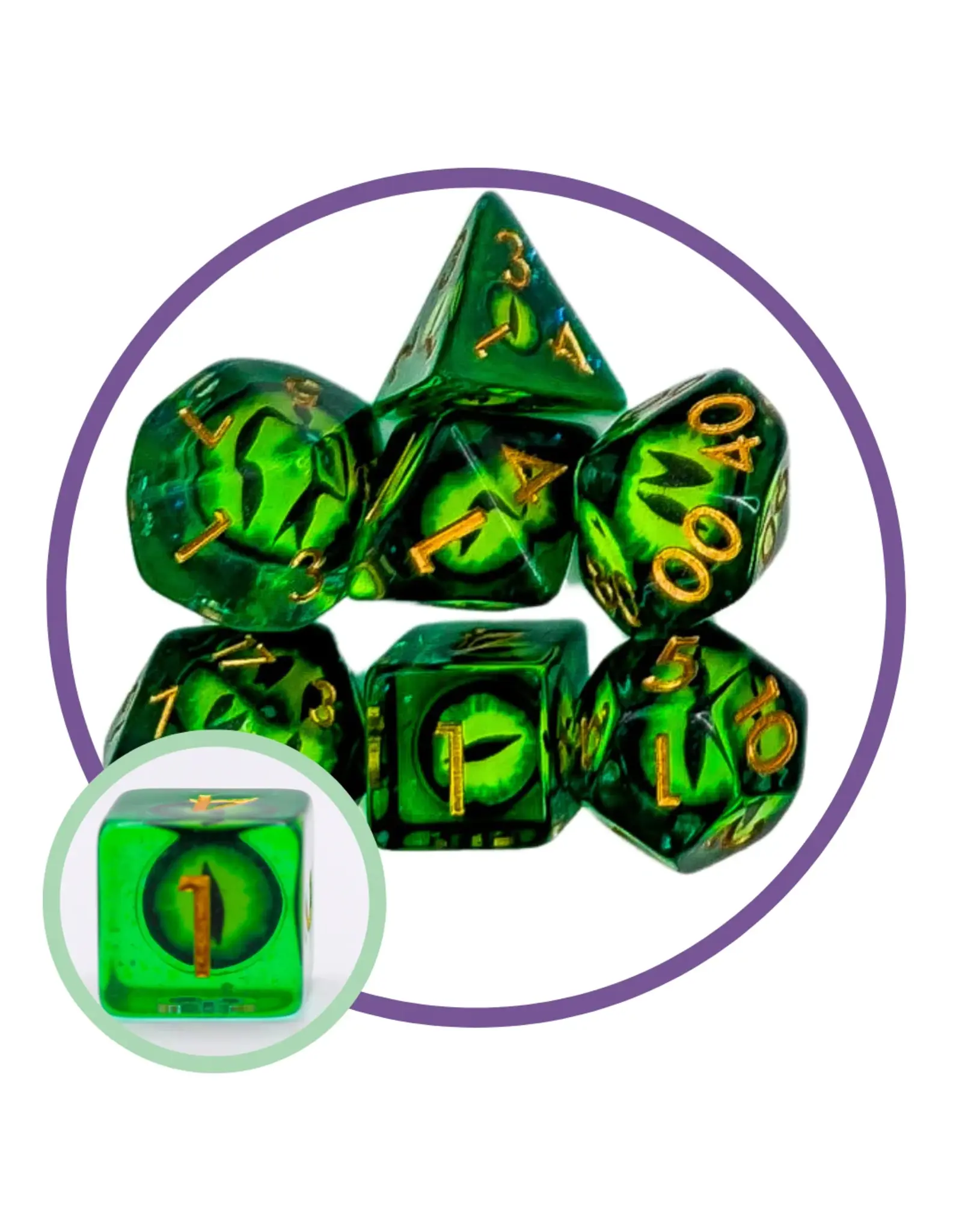 Mystery Dice Goblin Dragon Eye Acid Inclusion Dice Set