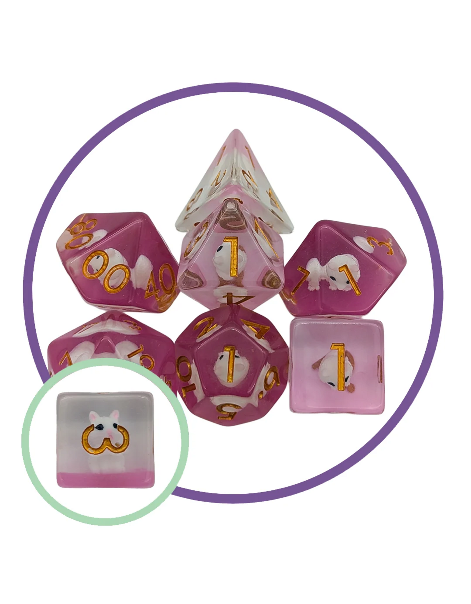 Mystery Dice Goblin Cat White Inclusion Dice Set