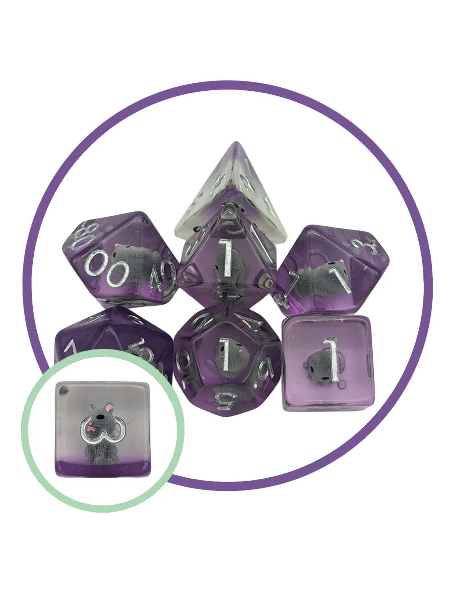 Mystery Dice Goblin Cat Grey Inclusion Dice Set