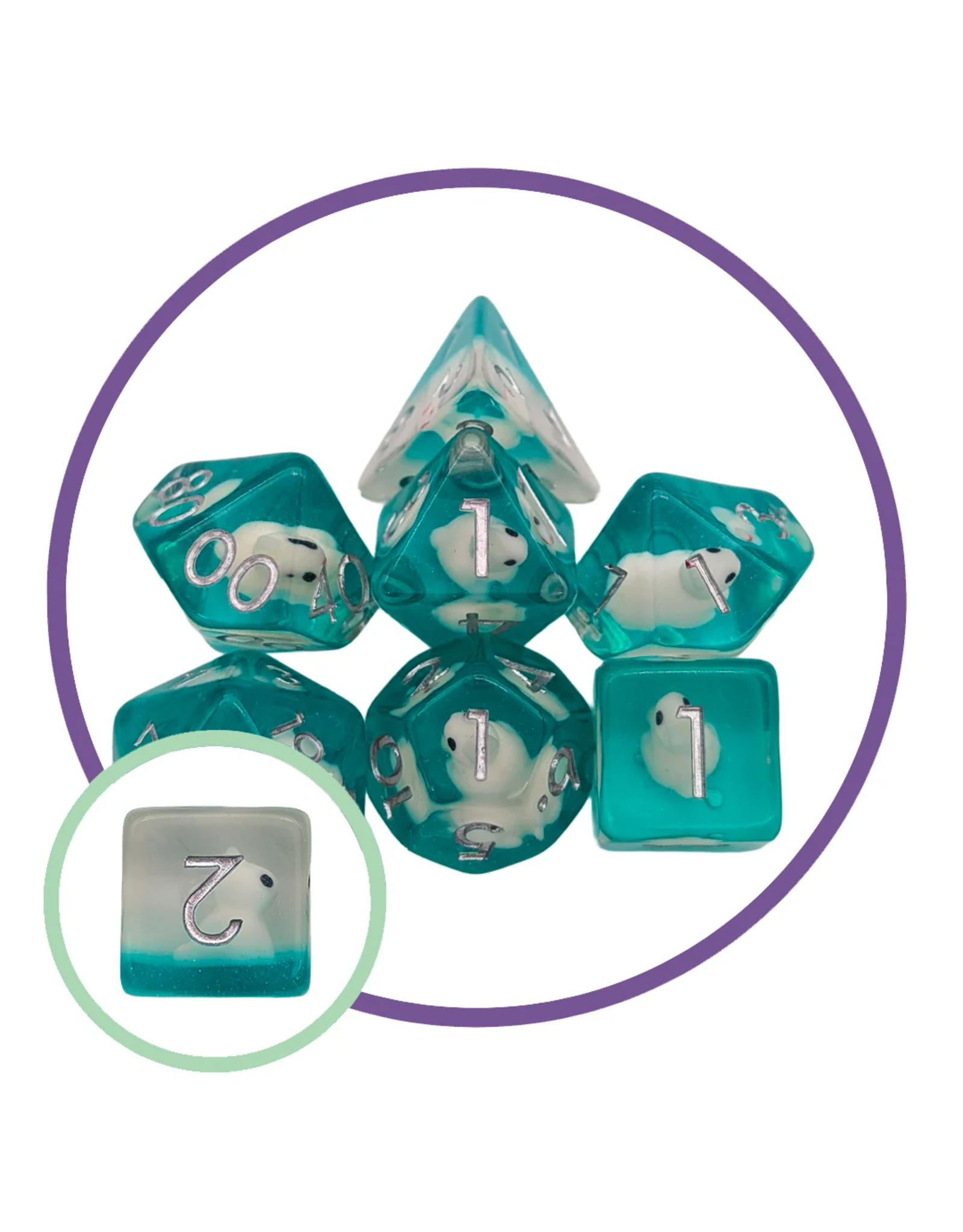 Mystery Dice Goblin Bunny Green Inclusion Dice Set