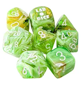 Chessex 7-Set Lab: Marble Sour Green/white