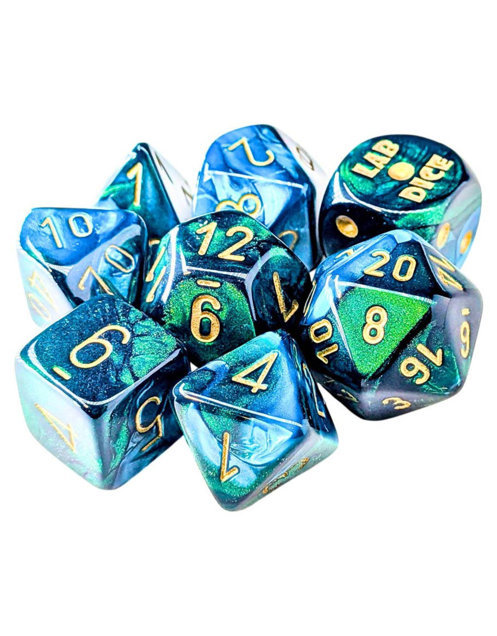 Chessex 7-Set Lab: Gemini Green-Teal/gold