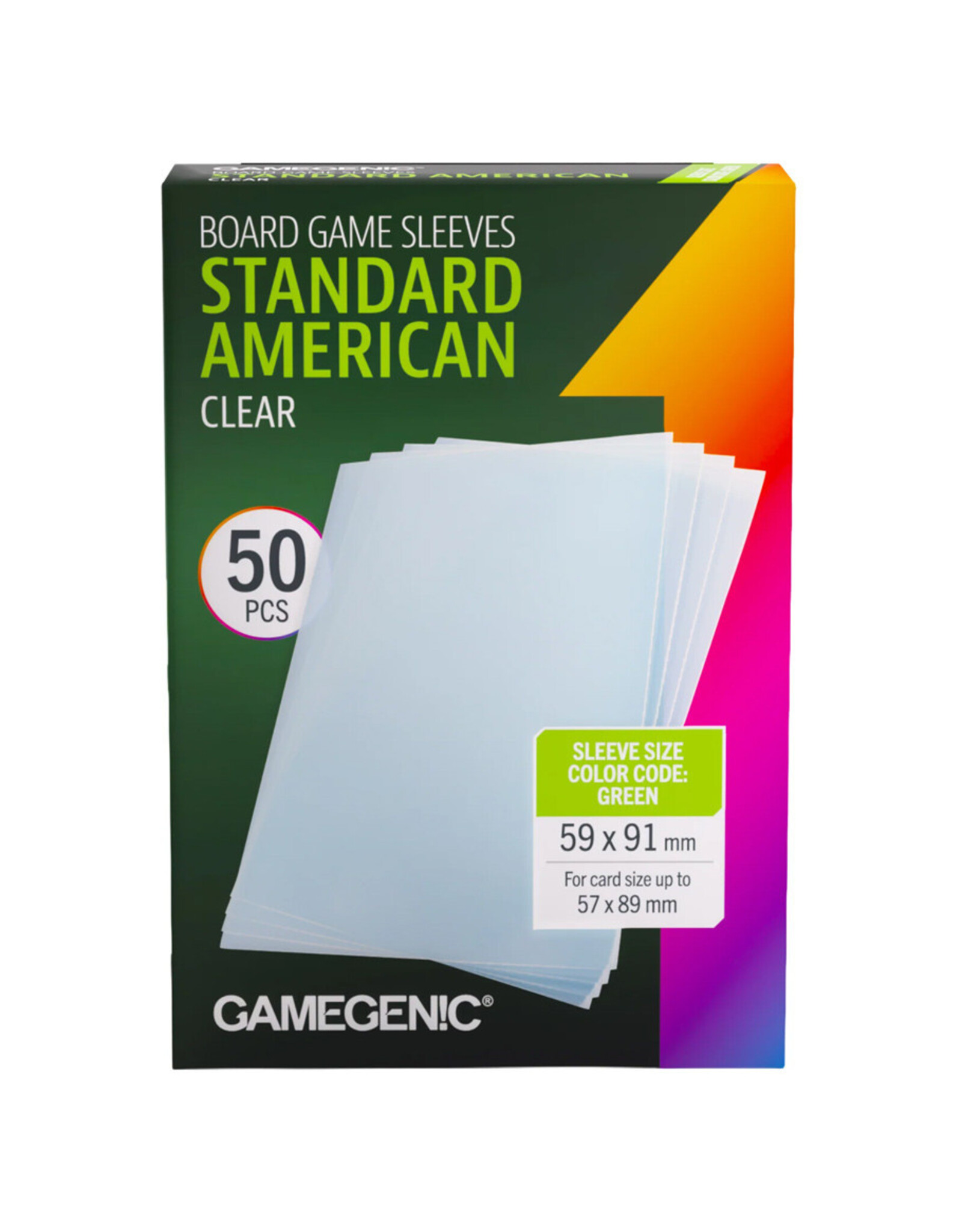 GameGenic Deck Protector: Board Game Sleeves: Standard American: Clear (50)