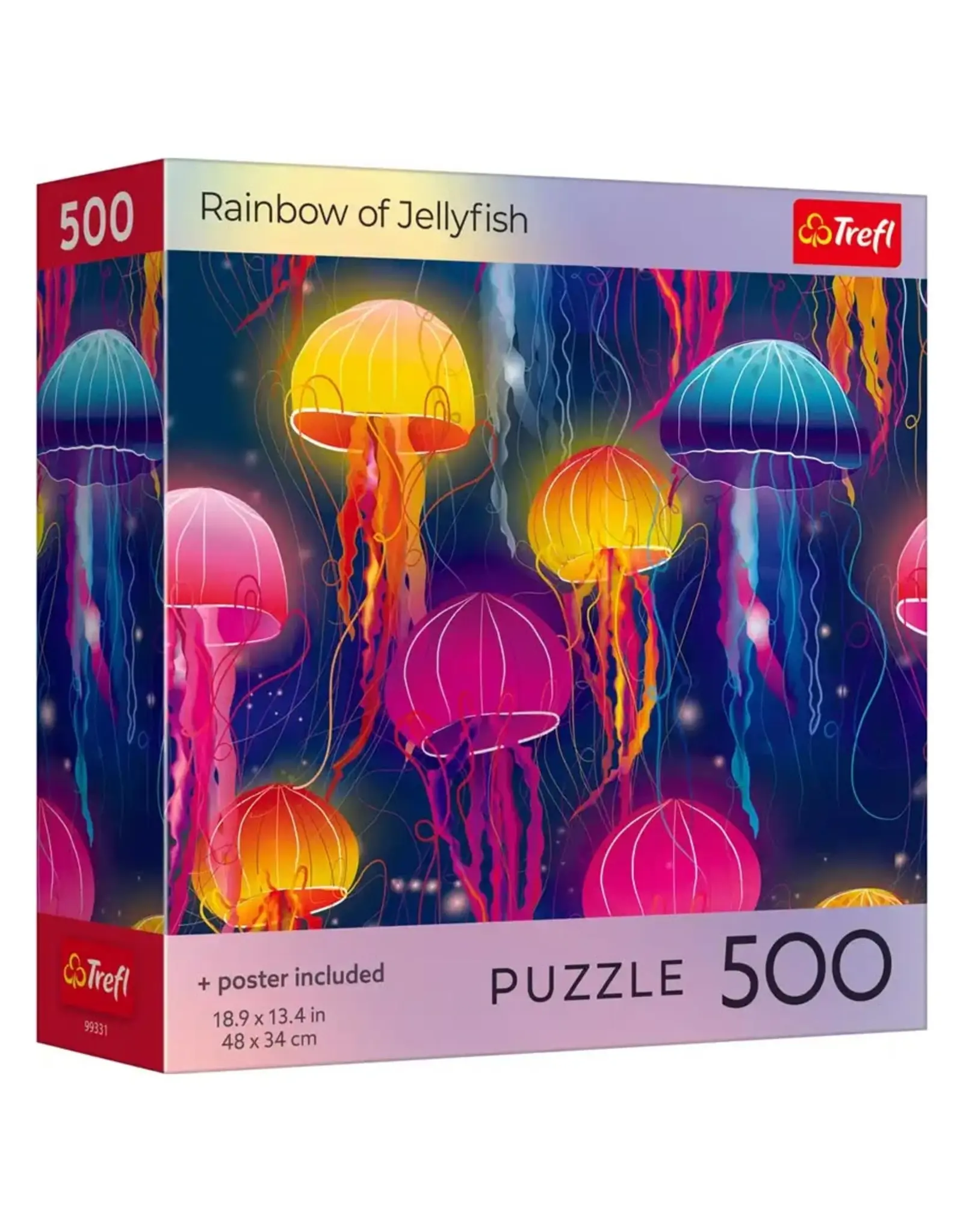 Trefl Puzzle: Rainbow of Jellyfish 500 Piece with Poster (Trefl Red)