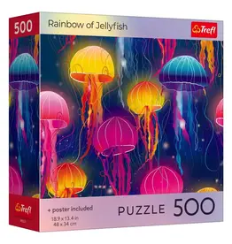 Trefl Puzzle: Rainbow of Jellyfish 500 Piece with Poster (Trefl Red)