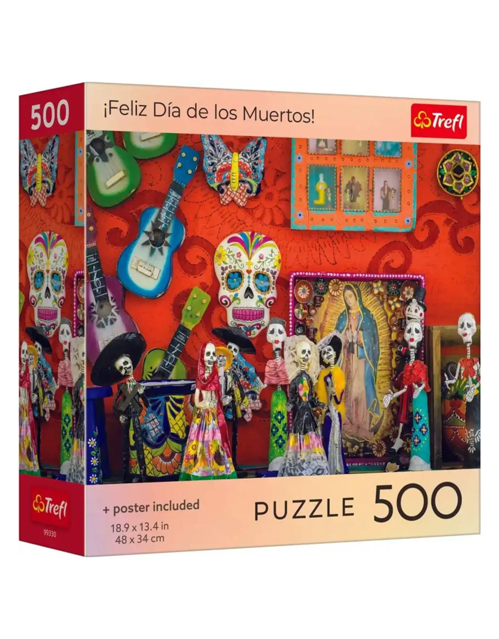 Trefl Puzzle: Feliz Dia de los Muertos! 500 Piece with Poster (Trefl Red)