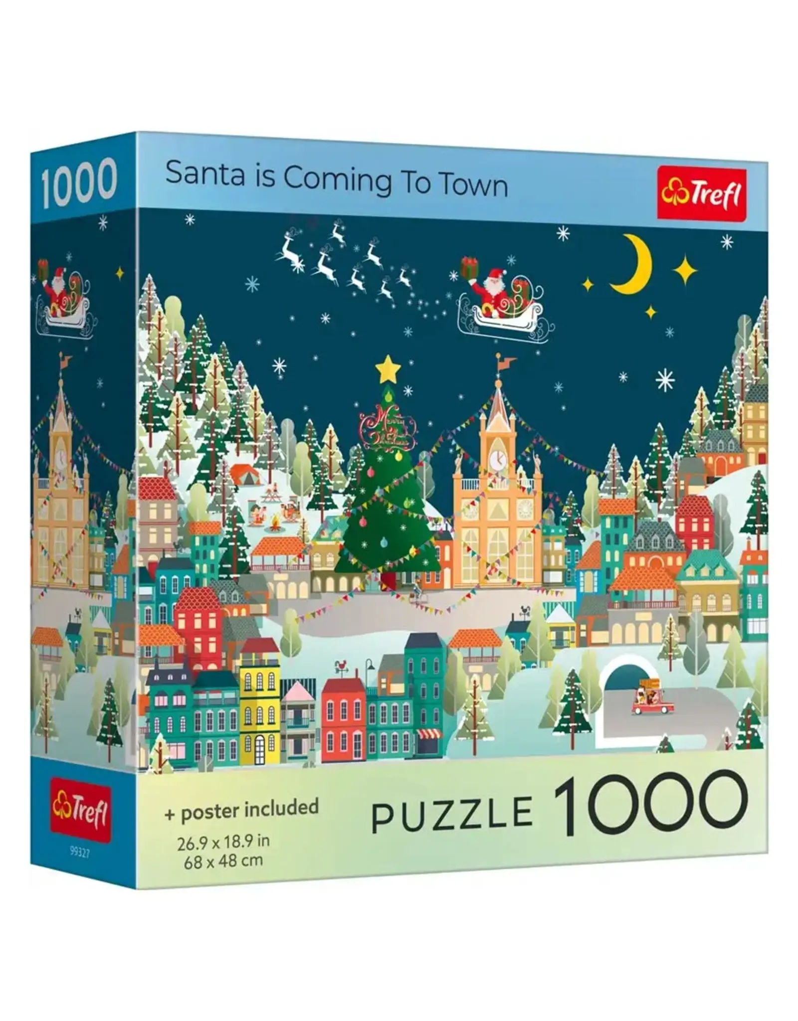 Trefl Puzzle: Santa is Coming to Town 1000 Piece with Poster (Trefl Red)
