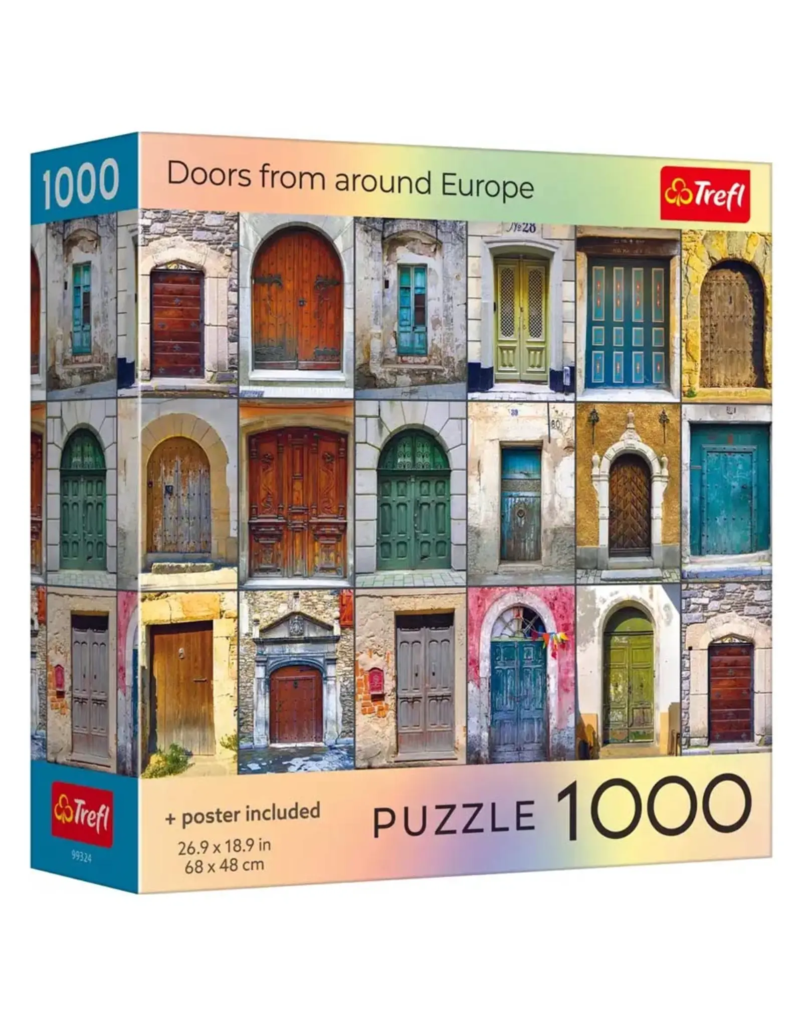 Trefl Puzzle: Doors from Around Europe 1000 Piece with Poster (Trefl Red)
