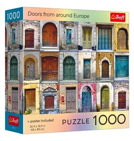 Trefl Puzzle: Doors from Around Europe 1000 Piece with Poster (Trefl Red)