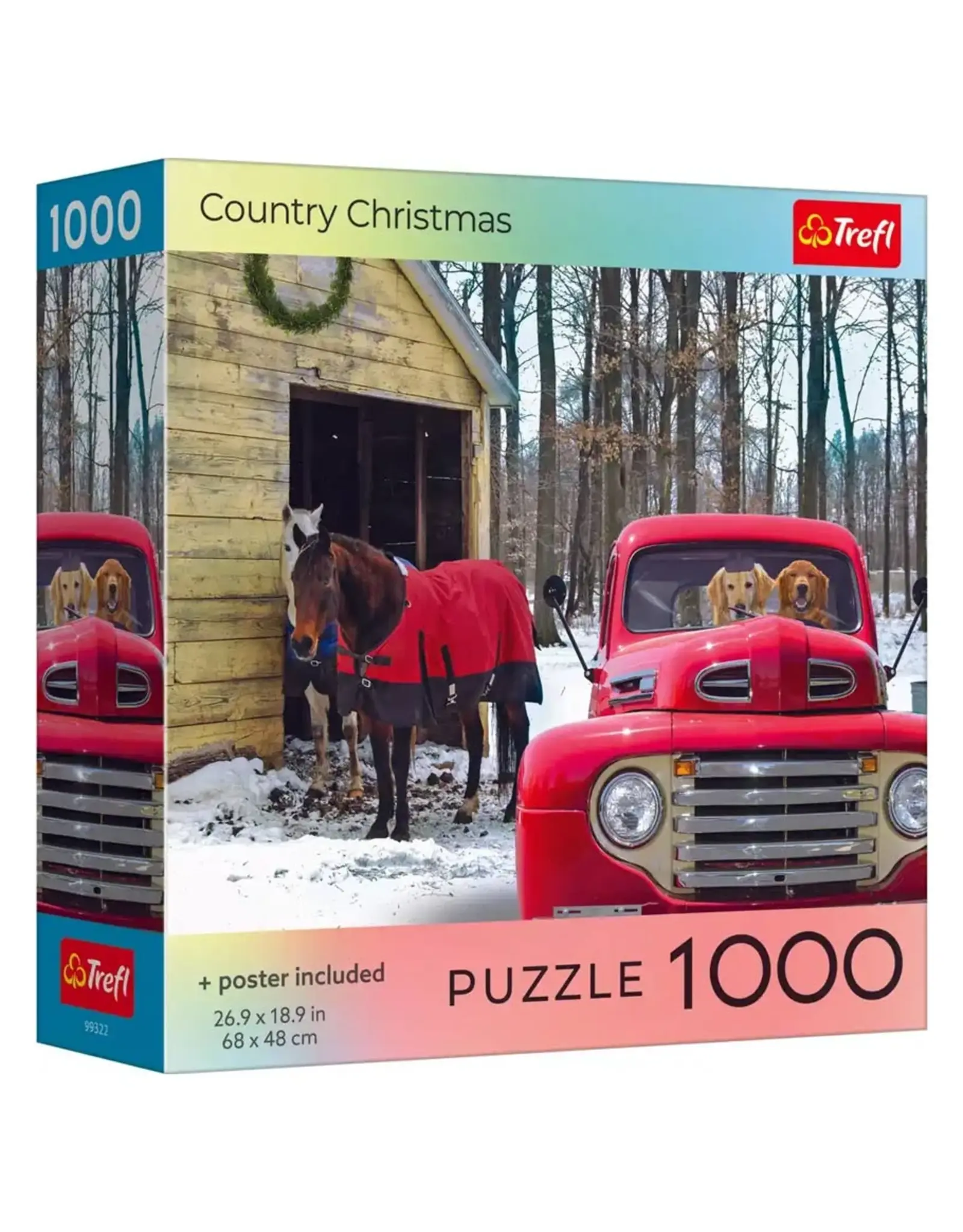 Trefl Puzzle: Country Christmas 1000 Piece with Poster (Trefl Red)