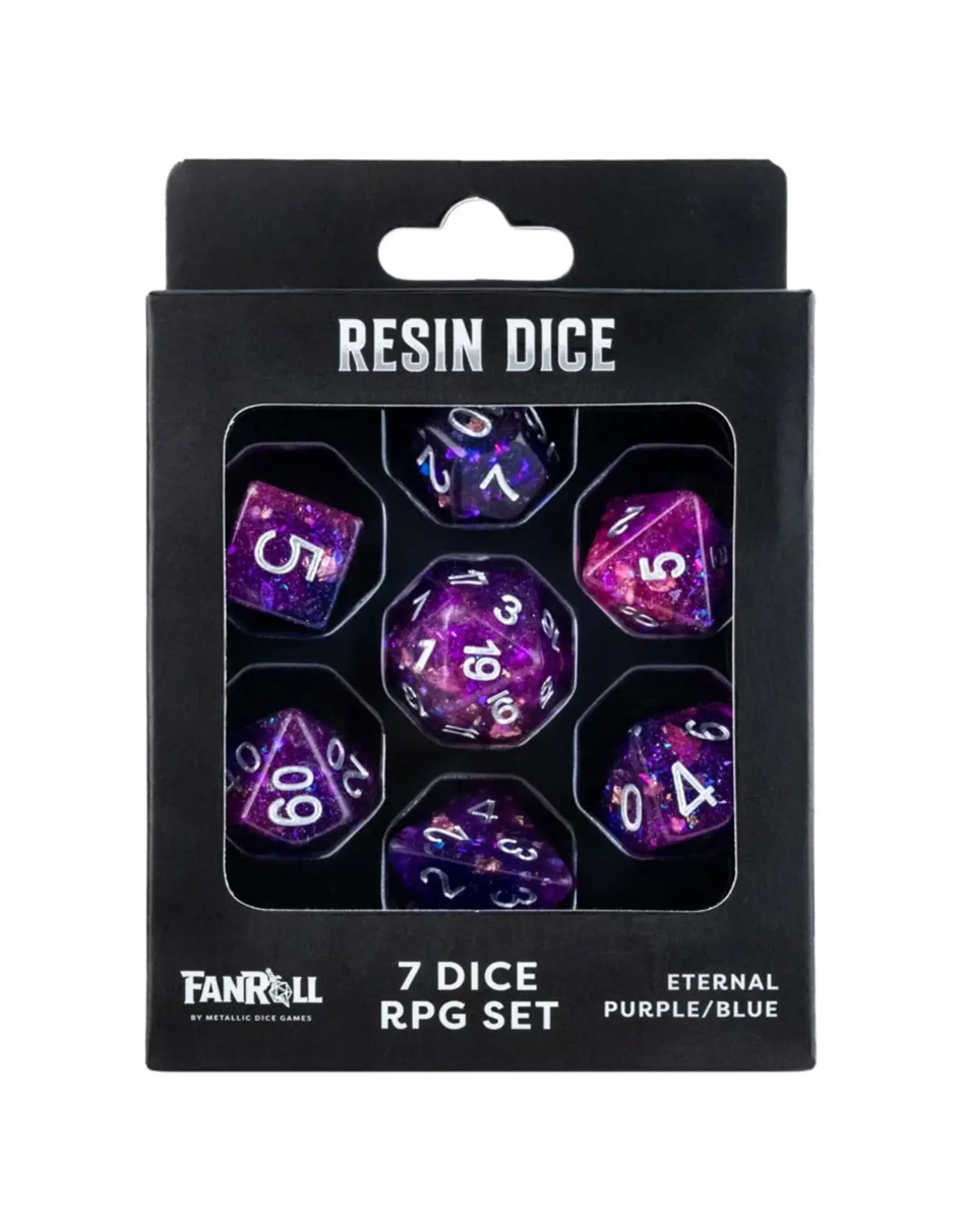Metallic Dice Games 7-Set: Resin: Eternal Purple & Blue