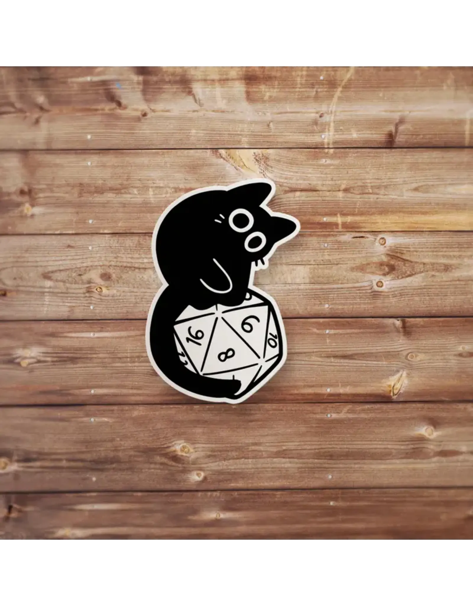 Mamori Decals Mamori Decals: Black Cat Perched D20 Sticker