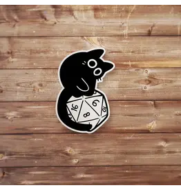 Mamori Decals Mamori Decals: Black Cat Perched D20 Sticker