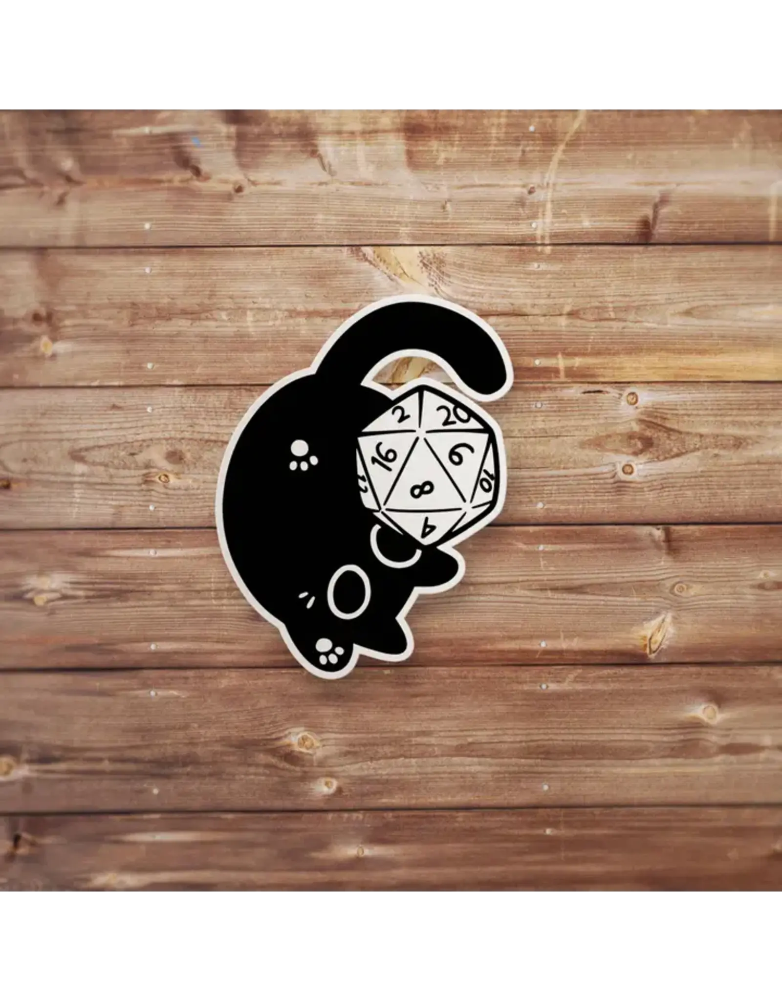 Mamori Decals Mamori Decals: Black Cat Laying on Back D20 Sticker