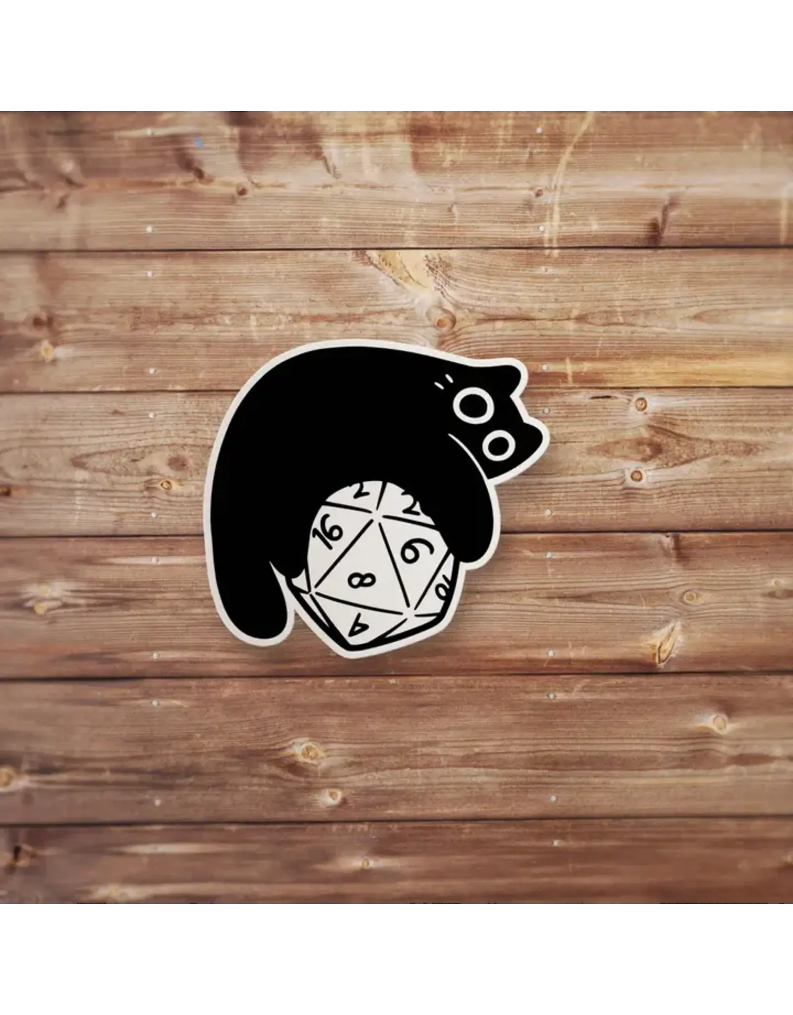 Mamori Decals Mamori Decals: Black Cat Laying On Top D20 Sticker