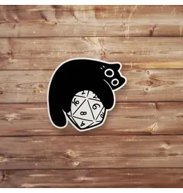 Mamori Decals Mamori Decals: Black Cat Laying On Top D20 Sticker