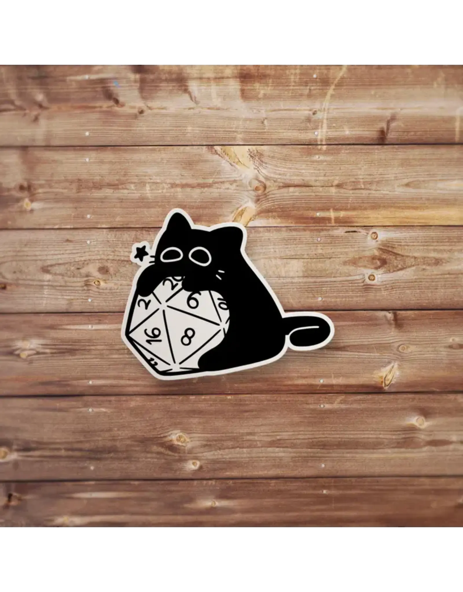 Mamori Decals Mamori Decals: Black Cat Chewing D20 Sticker